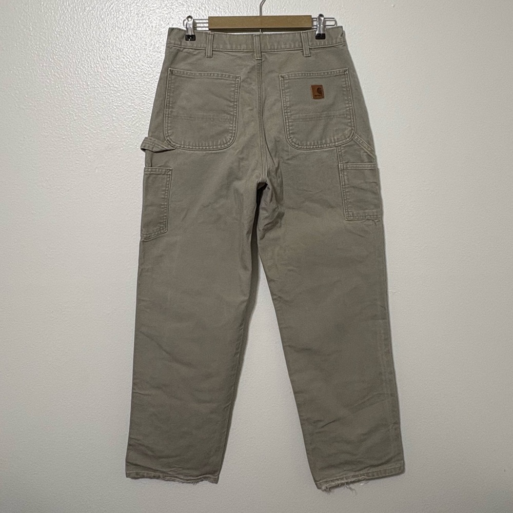 Carhartt Size 33 Gray Dungaree Fit Cavas Jeans Workwear Utility Outdoor